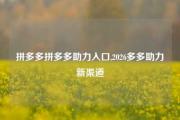 拼多多拼多多助力入口,2026多多助力新渠道