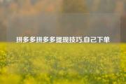 拼多多拼多多提现技巧,自己下单