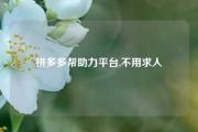 拼多多帮助力平台,不用求人