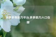 拼多多帮助力平台,多多助力入口在哪