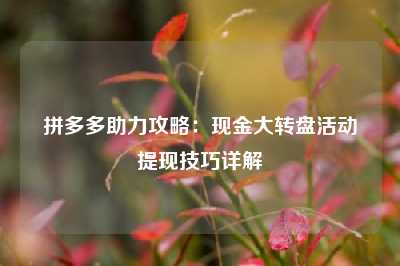 拼多多助力攻略:现金大转盘活动提现技巧详解