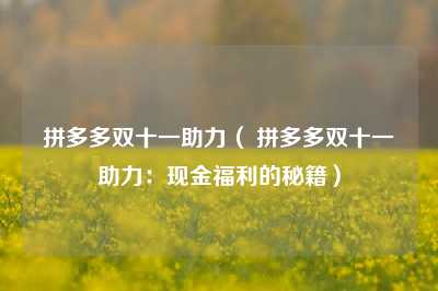 拼多多双十一助力( 拼多多双十一助力:现金福利的秘籍)