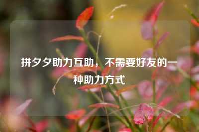 拼夕夕助力互助,不需要好友的一种助力方式