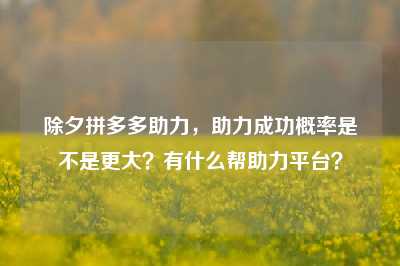 除夕拼多多助力，助力成功概率是不是更大？有什么帮助力平台？