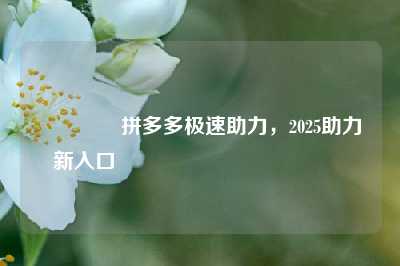 🔥拼多多极速助力,2025助力新入口💯💯💯