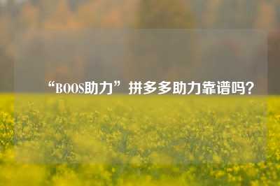 ❓“BOOS助力”拼多多助力靠谱吗？