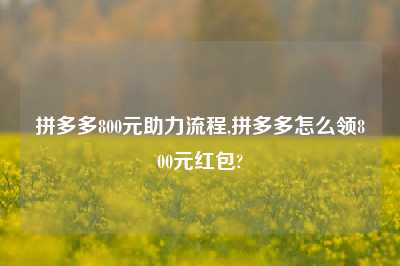 拼多多800元助力流程,拼多多怎么领800元红包?
