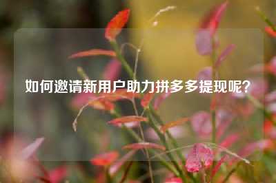 如何邀请新用户助力拼多多提现呢？