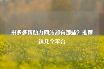 拼多多帮助力网站都有哪些?推荐这几个平台