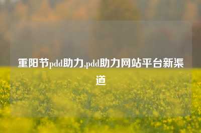 重阳节pdd助力,pdd助力网站平台新渠道