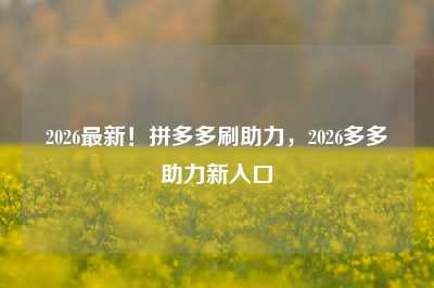 2026最新!拼多多刷助力,2026多多助力新入口
