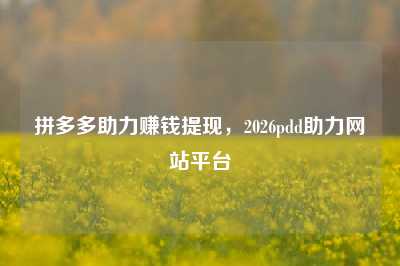 拼多多助力赚钱提现,2026pdd助力网站平台