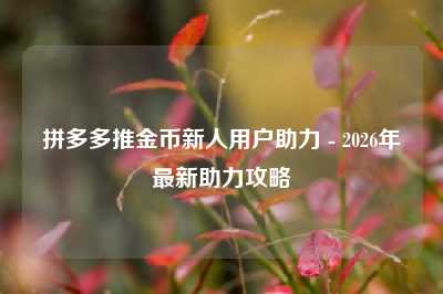 拼多多推金币新人用户助力 - 2026年最新助力攻略