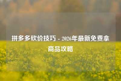 拼多多砍价技巧 - 2026年最新免费拿商品攻略