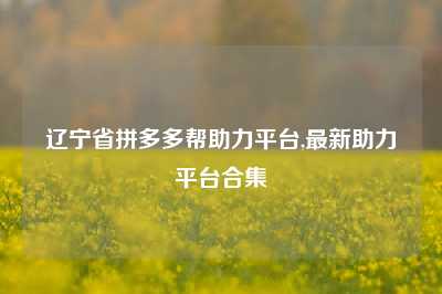 辽宁省拼多多帮助力平台,最新助力平台合集