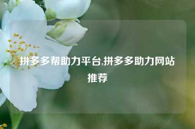 拼多多帮助力平台,拼多多助力网站推荐
