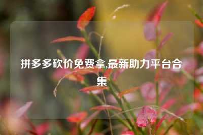 拼多多砍价免费拿,最新助力平台合集