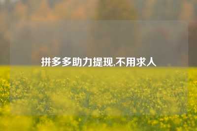 拼多多助力提现,不用求人