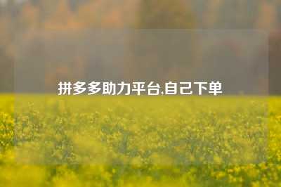 拼多多助力平台,自己下单