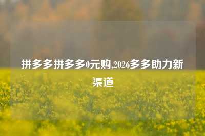 拼多多拼多多0元购,2026多多助力新渠道
