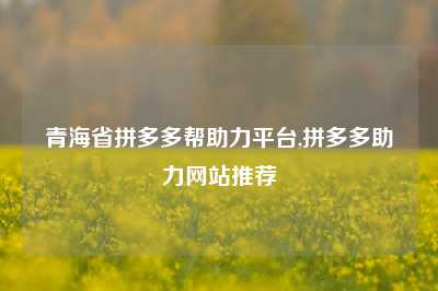 青海省拼多多帮助力平台,拼多多助力网站推荐