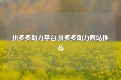拼多多助力平台,拼多多助力网站推荐