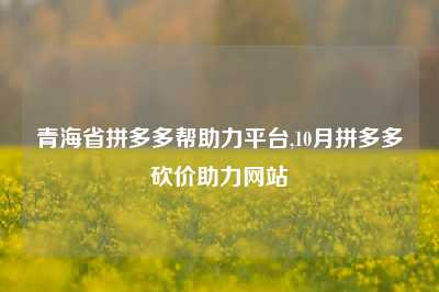 青海省拼多多帮助力平台,10月拼多多砍价助力网站