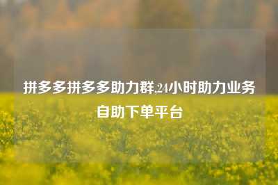 拼多多拼多多助力群,24小时助力业务自助下单平台