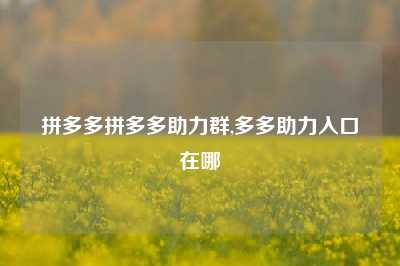 拼多多拼多多助力群,多多助力入口在哪
