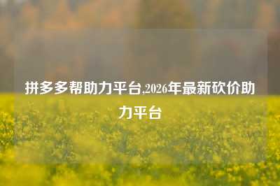 拼多多帮助力平台,2026年最新砍价助力平台